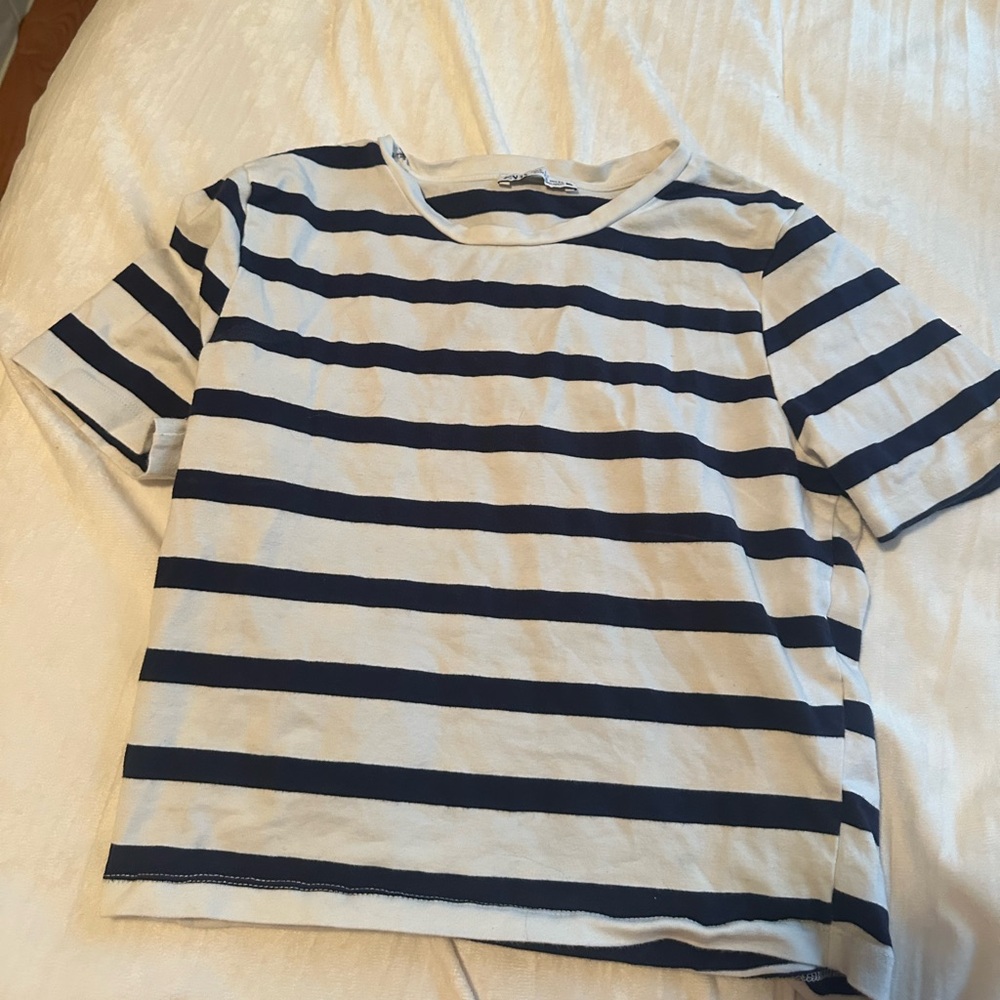 Zara striped navy white top size L